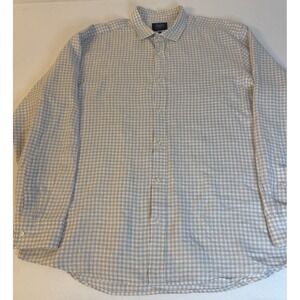 Charles Tyrehitt 100% Linen, Grey/White Check Long Sleeve Size 2XL